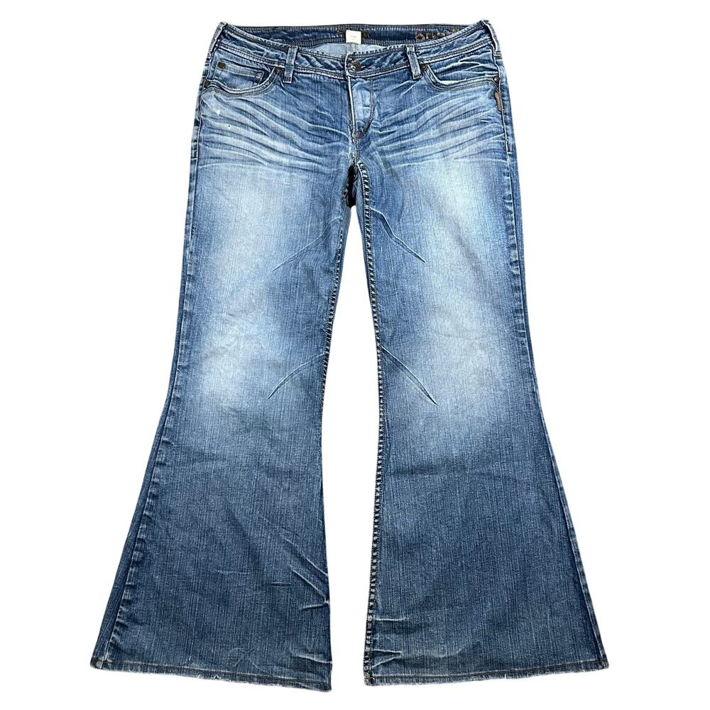 Silver Jeans Flare Bootcut Womens 37x32 Repaired Denim Pants Low Rise Y2K